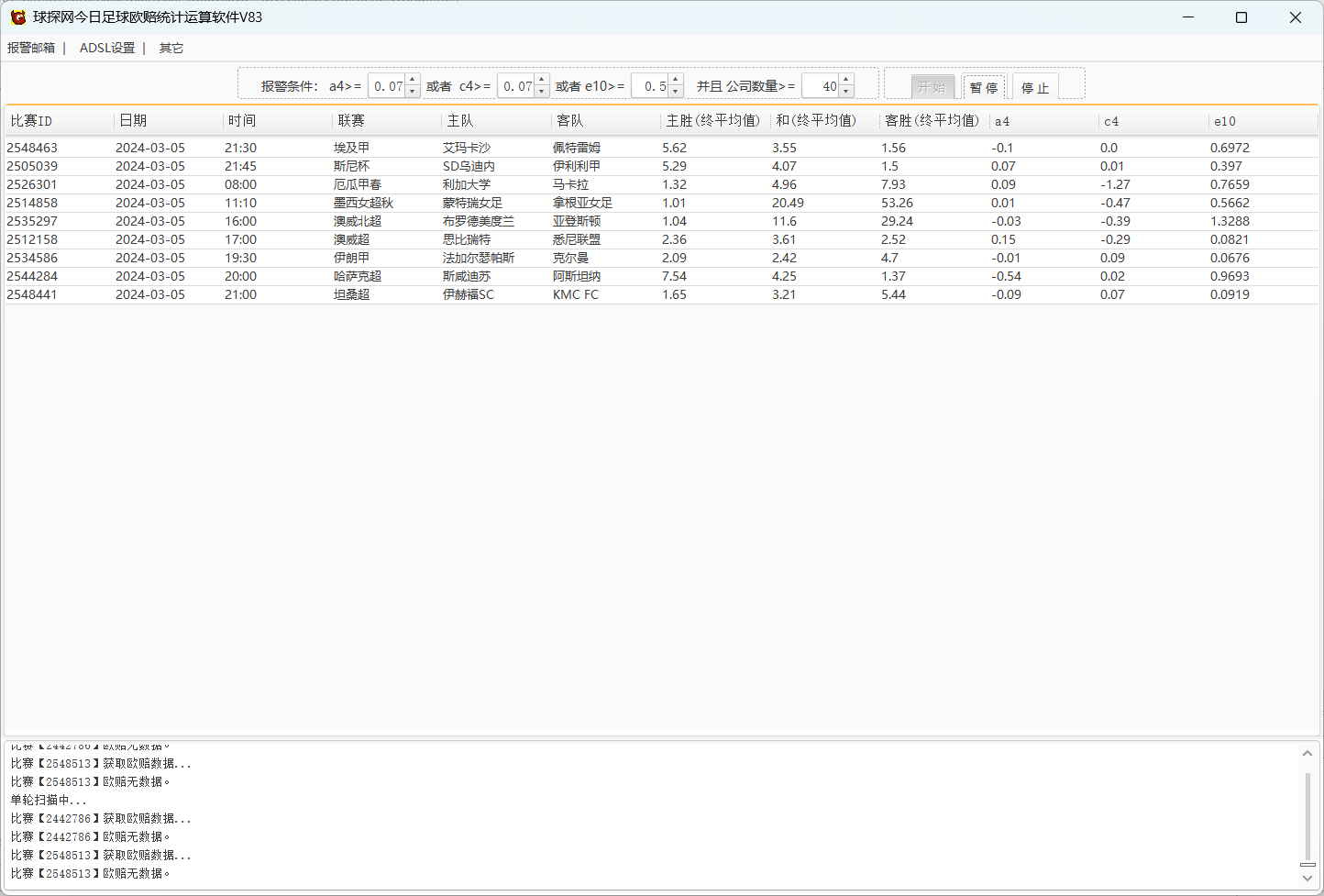 球探网今日足球欧赔统计运算软件V83